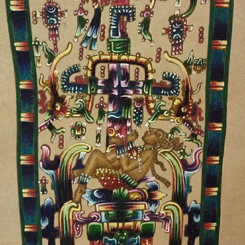 Mayan Pyrography Leather Painting